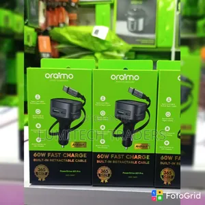 Oraimo Power Drive 601pro 
60W With
Inbuilt Cable (Car Charger)