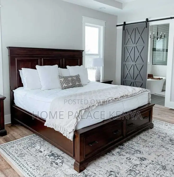 Mahogany Bed; Elegant Modern Mahogany Wooden Bed