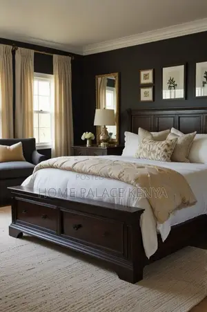 Mahogany Bed; Elegant Modern Mahogany Wooden Bed