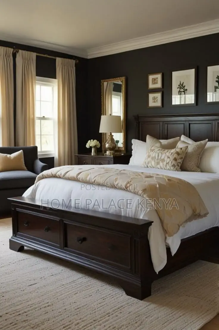 Mahogany Bed; Elegant Modern Mahogany Wooden Bed