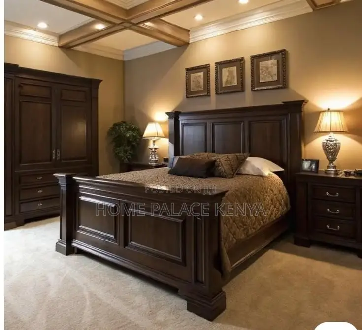 Mahogany Bed; Elegant Modern Mahogany Wooden Bed