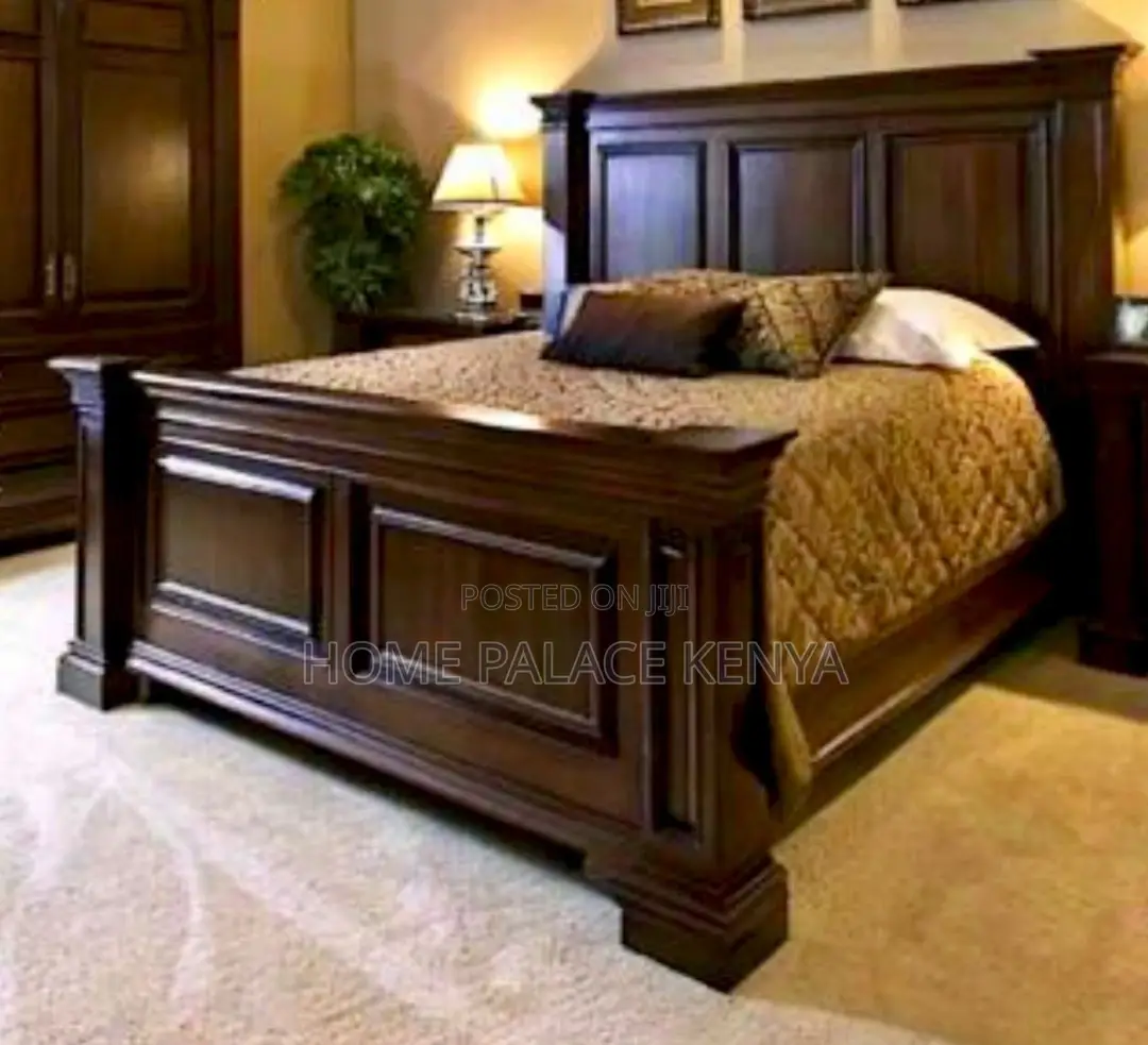Mahogany Bed; Elegant Modern Mahogany Wooden Bed