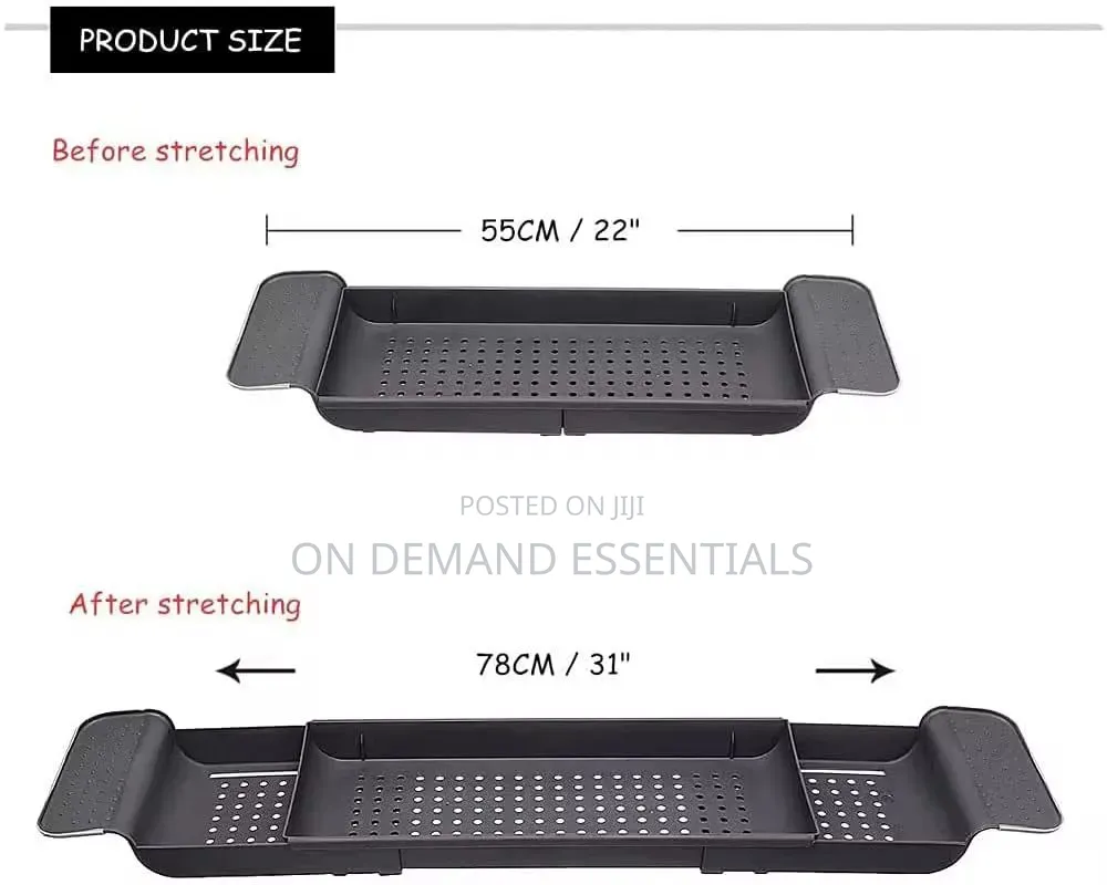 Expandable Bathtub Caddy Tray/ Bathtub Organizer Color: Black