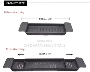 Expandable Bathtub Caddy Tray/ Bathtub Organizer Color: Black