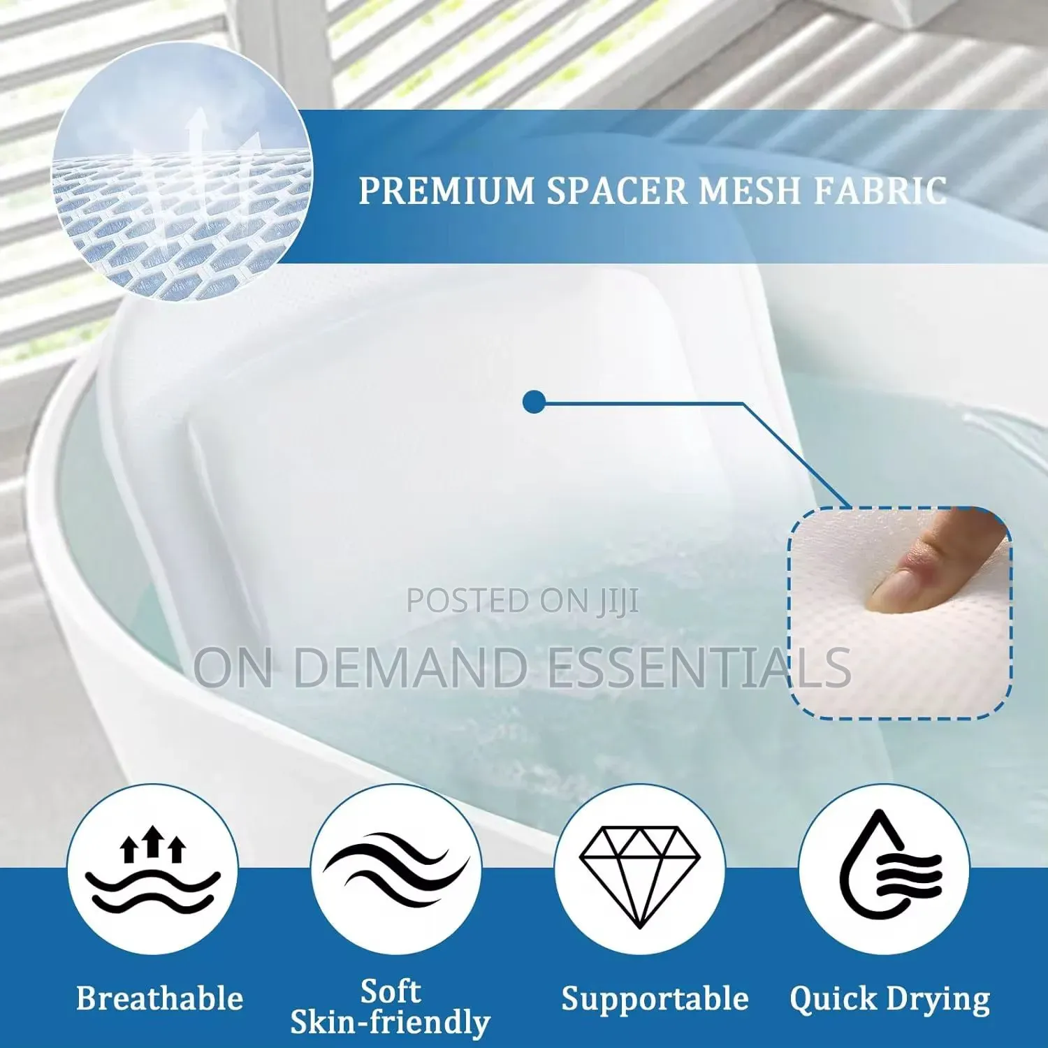 Full Body Bathtub Pillow With 3D Mesh Material