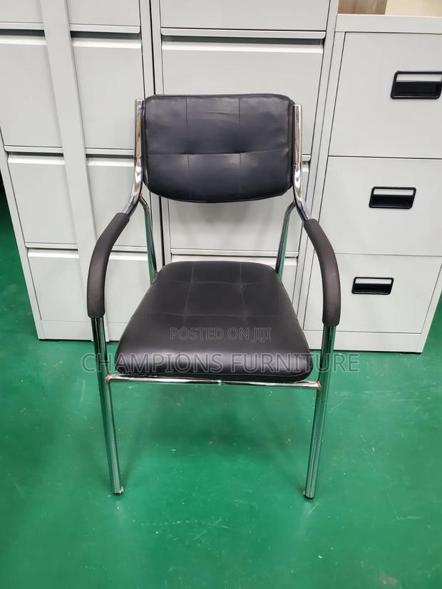 Classic Black Leather Visitors Chair - main view