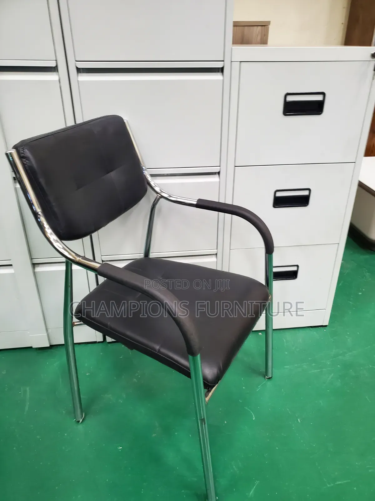 Classic Black Leather Visitors Chair