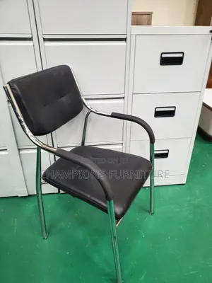 Classic Black Leather Visitors Chair