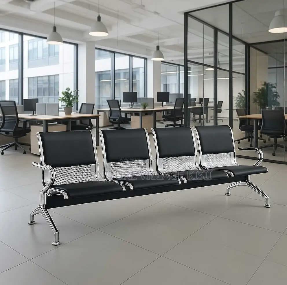 Office Bench; 4- Link Padded Waiting Bench