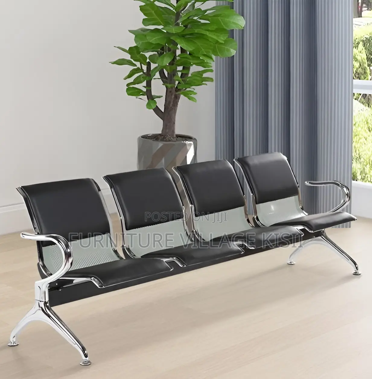 Office Bench; 4- Link Padded Waiting Bench