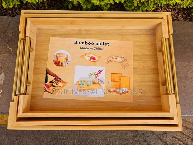 High Quality Gold Handle Heavy Bamboo Serving - main view