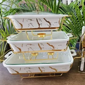 3pcs White /Black Gold Ceramic Chaffing Dish
 3.5ltrs,2.5ltrs