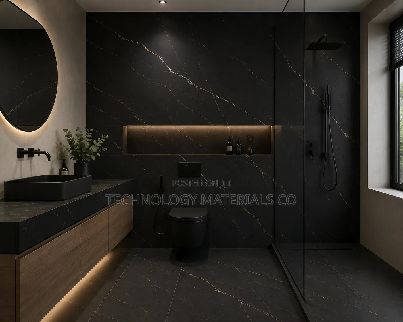 Premium Rafal Black Sintered Stone Slab With Gold Veins 2.6M X 0.8M