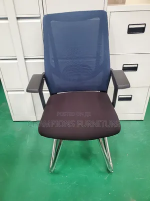 Blue Mesh Visitors Chair With Sled Base