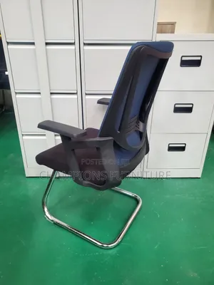 Blue Mesh Visitors Chair With Sled Base