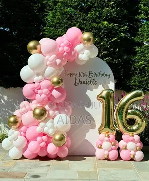 Happy Birthday Backdrop With Balloon Decor Board