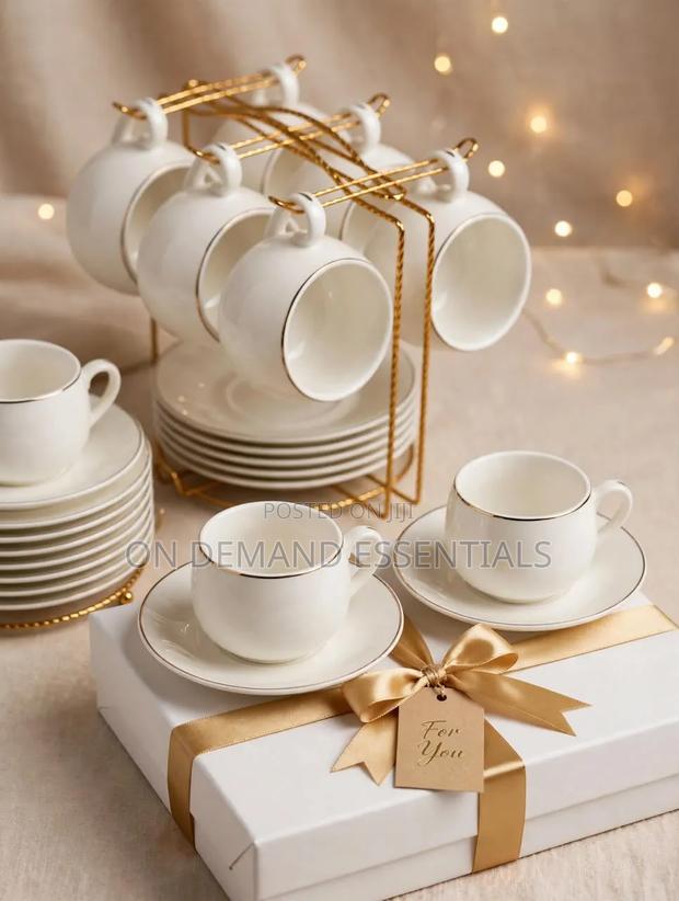 Fine Bone China White Gold Rim Tea Set - main view