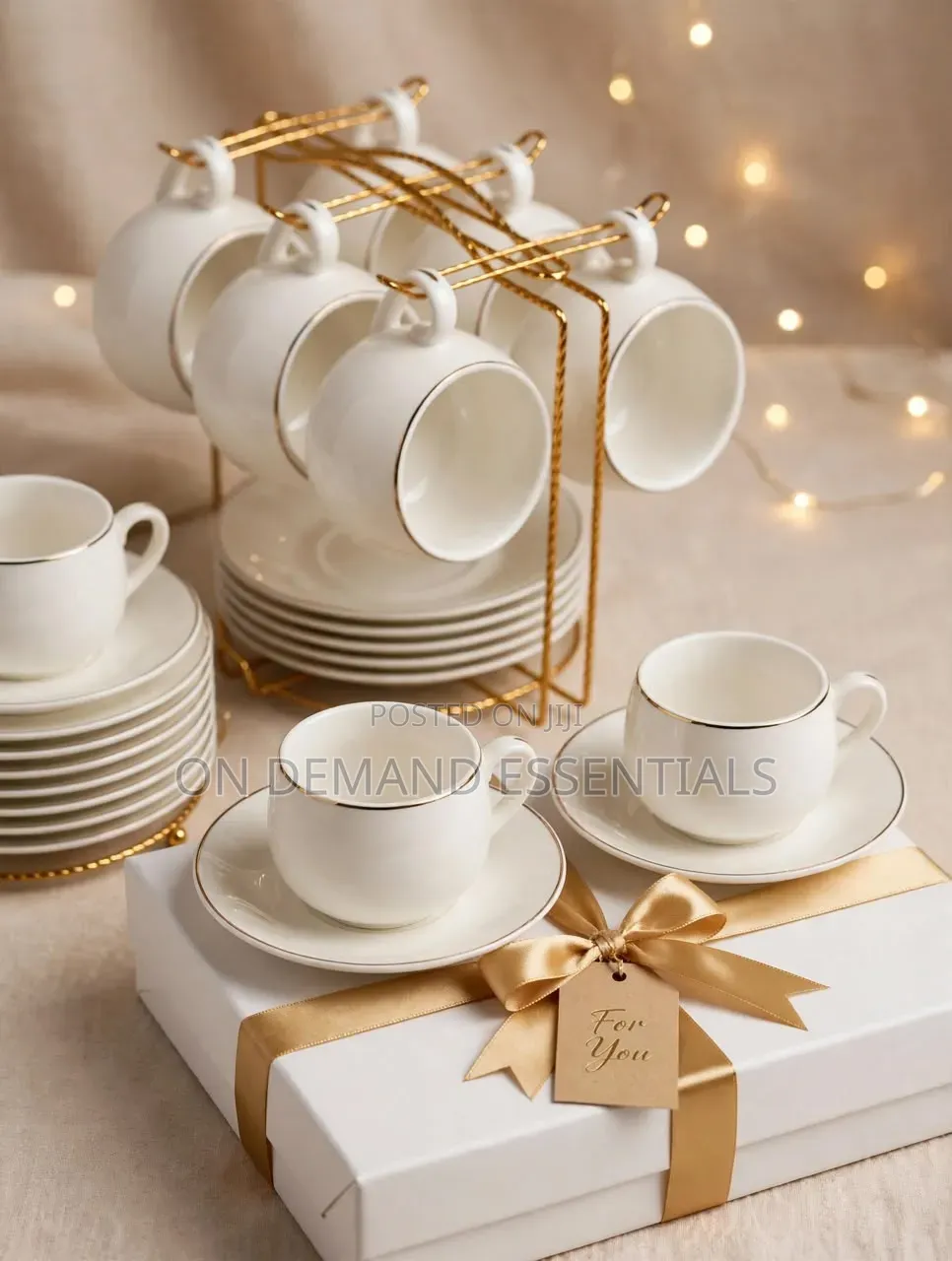 Fine Bone China White Gold Rim Tea Set