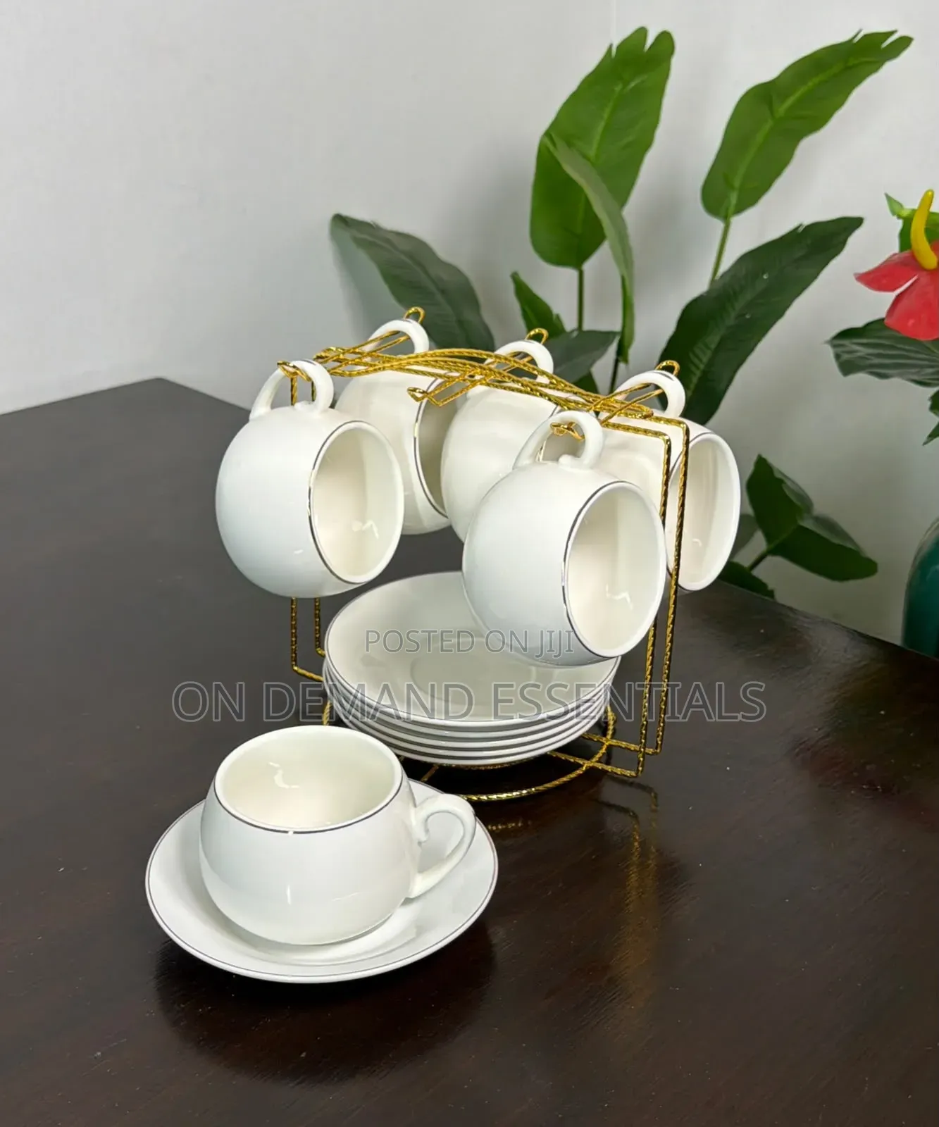 Fine Bone China White Gold Rim Tea Set