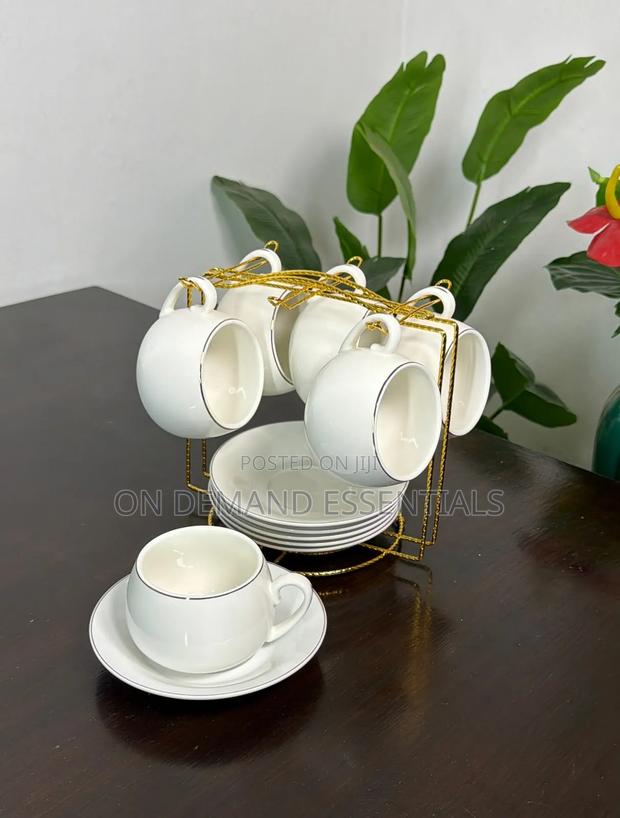 Fine Bone China White Gold Rim Tea Set - thumbnail 4