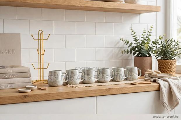 High Quality Pearl Marble Mugs
 (6pcs + Stand) - thumbnail 7