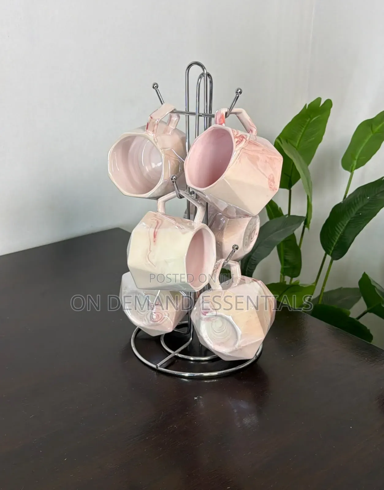Pearl Marble Octagon Mugs 
- 6pcs