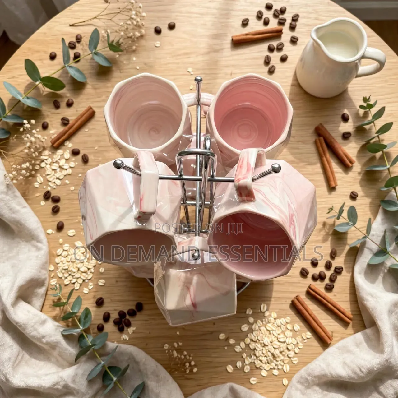 Pearl Marble Octagon Mugs 
- 6pcs