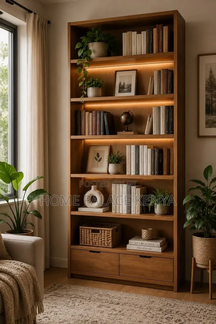 Shelving Unit; Modern Wooden Display and Storage Shelving Unit