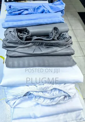 100%Cotton Plain Striped Fitted 7x8 Bedsheets Sets