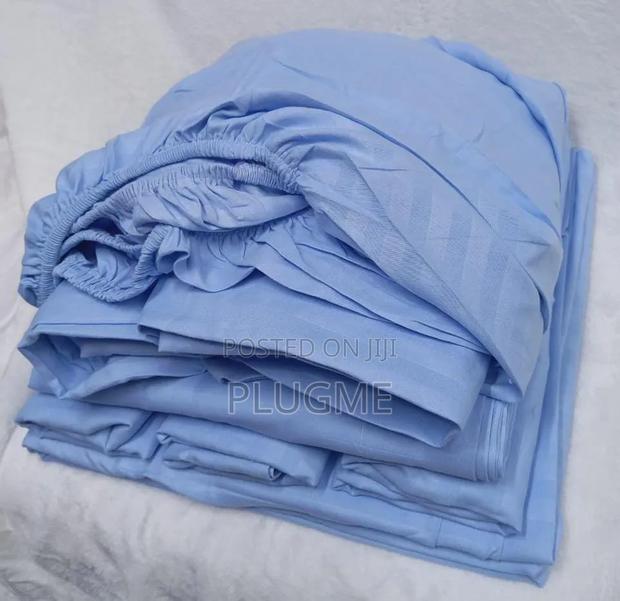 100%Cotton Plain Striped Fitted 7x8 Bedsheets Sets - thumbnail 4