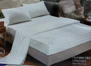 100%Cotton Plain Striped Fitted 7x8 Bedsheets Sets