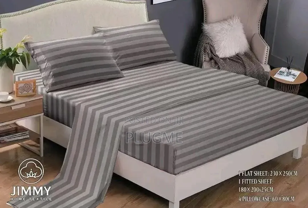 100%Cotton Plain Striped Fitted 7x8 Bedsheets Sets