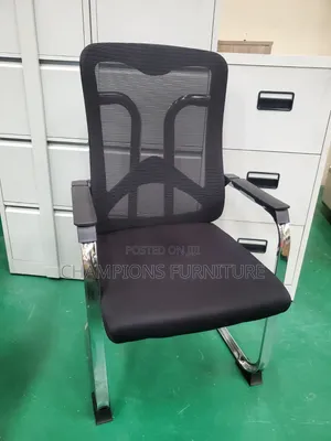 Chrome-Spine Mesh Cantilever Chair