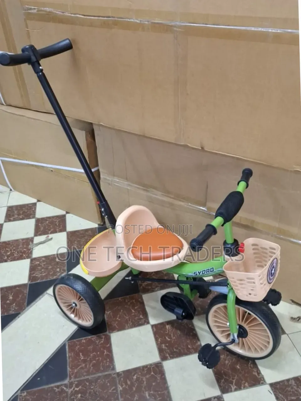 Tricycle With  Push Handle and Leather Seat