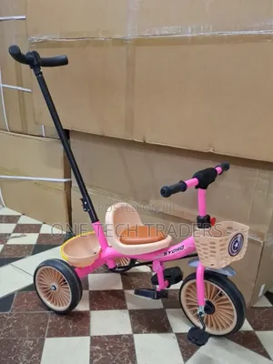 Push Tricycle With Leather Seat 
- Pink