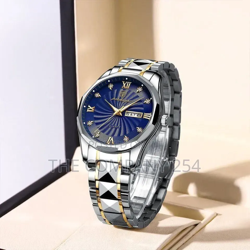 POEDAGAR GENTS WDay Date Display Water Stainless Steel Luminous Arms