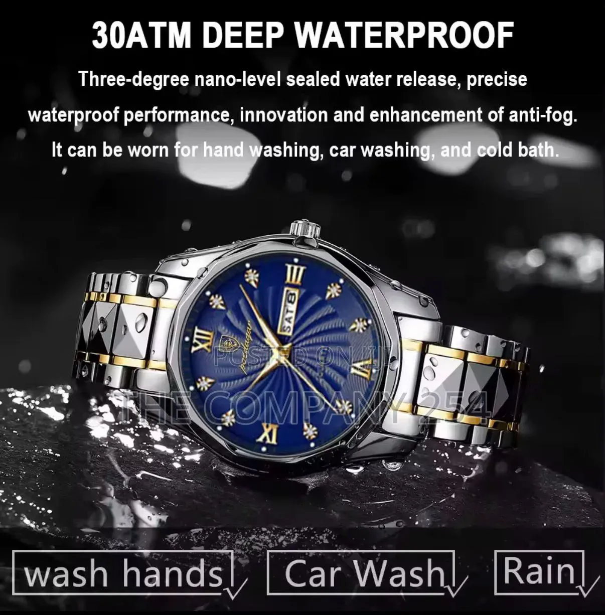 POEDAGAR GENTS WDay Date Display Water Stainless Steel Luminous Arms
