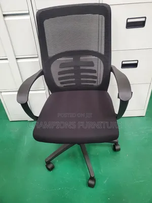 Black Mesh Office Chair With Curved Lumbar Support