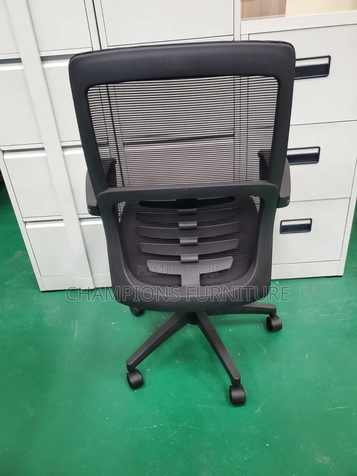 Black Mesh Office Chair With Curved Lumbar Support
