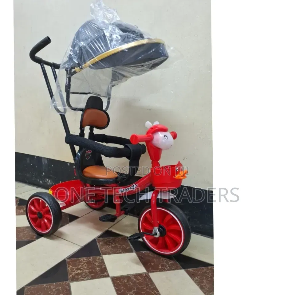 Tricycle With Canopy and Music  and a Push Handle