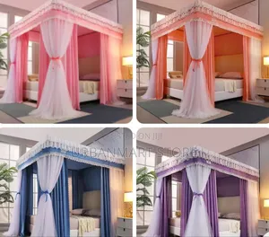 6×6 Four Post Canopy Net With Thick Curtains