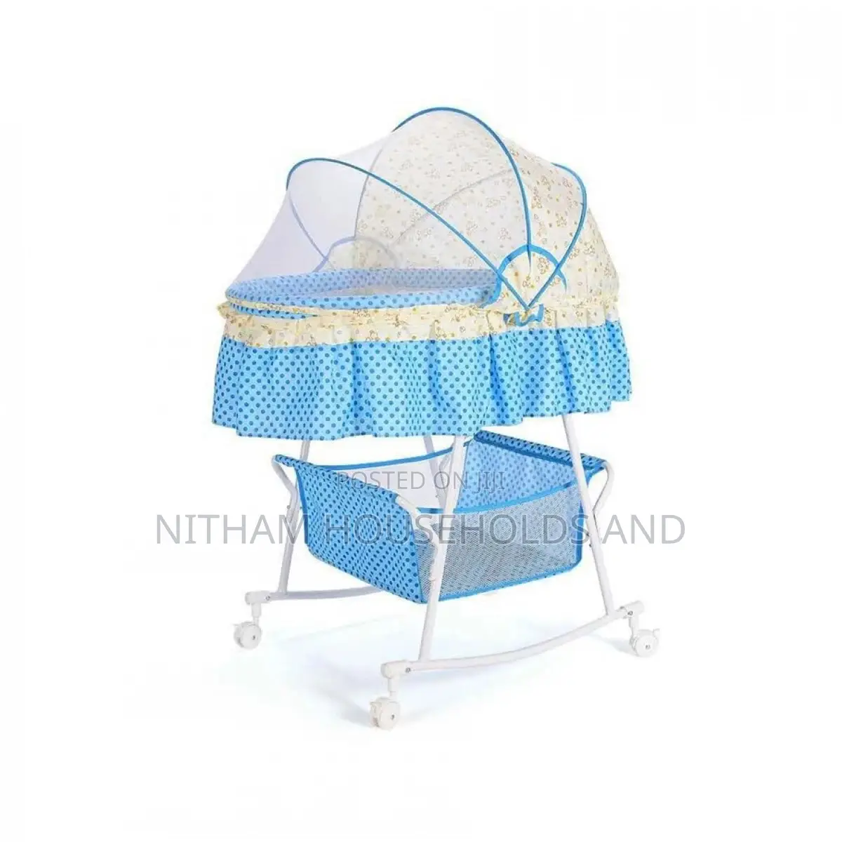 Baby Cot Cradle Bassinet Bed With 4 Wheel Storage