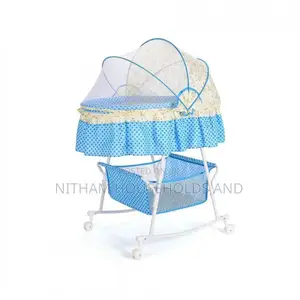 Baby Cot Cradle Bassinet Bed With 4 Wheel Storage