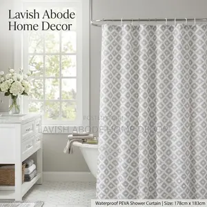 Nordic PEVA Shower Curtain – Waterproof Silver / Grey Pattern