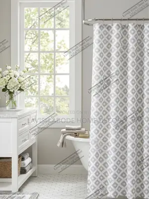 Nordic PEVA Shower Curtain – Waterproof Silver / Grey Pattern
