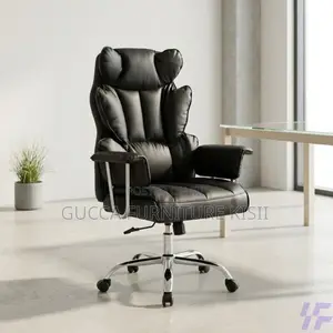 Office Chair; Black Butterfly Leather Office Chair