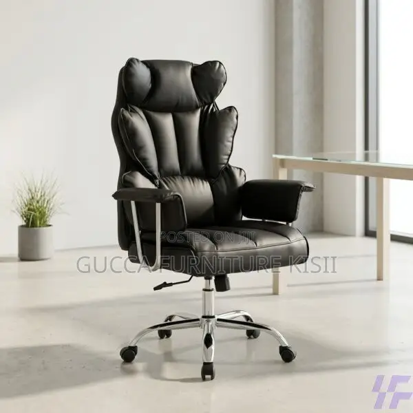 Office Chair; Black Butterfly Leather Office Chair