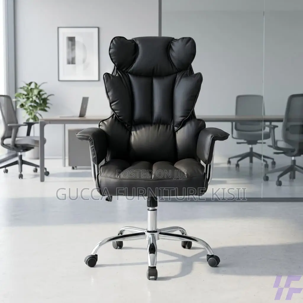 Office Chair; Black Butterfly Leather Office Chair