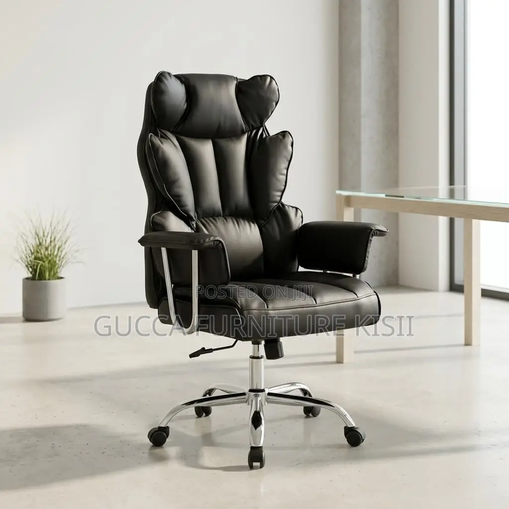 Office Chair; Black Butterfly Leather Office Chair