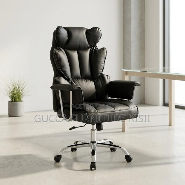 Office Chair; Black Butterfly Leather Office Chair - thumbnail 9